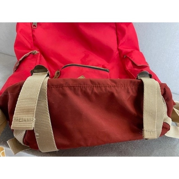 JanSport Heritage Rucksack Backpack Adobe Red Nylon Hiking Bag Tan Straps OOP - Picture 12 of 12